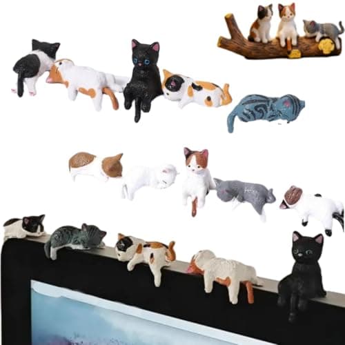 Image of Nymora 10PCS Mini Cat Figurines Set, Monitor Decoration Mini Cats for Computer Desk Dashboard, Realistic Cute Kitten Figurines for Home Office Car Decor