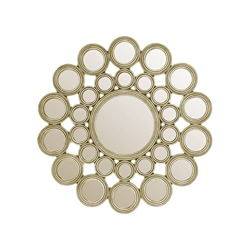 Image of Premier Housewares Wall Mirror/Bathroom Mirrors Wall Mounted/Hallway Wall Mirrors/Stick On Mirrors For Walls/Champagne Wall Mirror For Living Room Dimensions W119 X D4 X H119cm