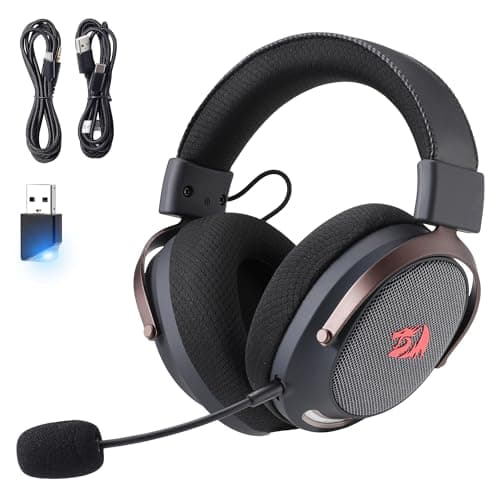 Image of Redragon H858 3-Mode Wireless Gaming Headset, 7.1 Surround Sound, 53 mm Drivers, Memory Foam Ear Pads, Detachable Noise-canceling Microphone, Over-Ear Headphones Works for Phone, PC/PS5/XBOX/NS, Black
