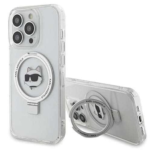 Image of KARL LAGERFELD KLHMP15XHMRSCHH Case for iPhone 15 Pro Max 6.7" White hardcase Ring Stand Choupette Head