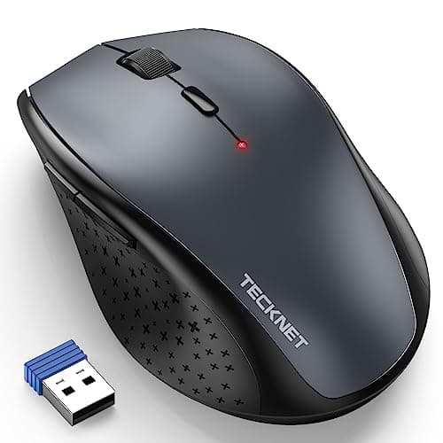 Image of TECKNET Wireless Mouse for Laptop, 4800 DPI Optical Computer Mice with 6 Adjustable Levels, 30 Months Long Battery Life 2.4G Cordless USB Silent Mouse for Notebook, PC, Office Home Work - Grey