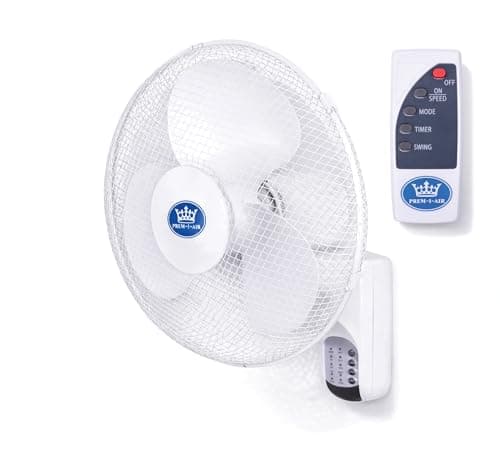 Image of Prem-i-air 16" Wall Fan with Remote, Timer, 3 Speeds, Oscillation & Adjustable Head