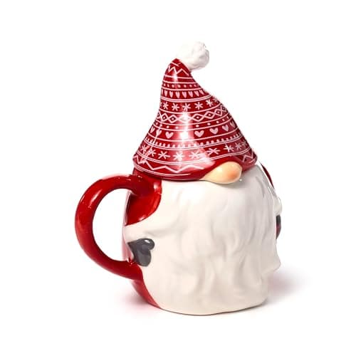 Image of Puckator Scandi Christmas Gonk Ceramic Lidded Animal Mug - Funny Home Accessories - Cute Gifts for Girlfriend - Large Mugs for Men Women Hot Drinks - Cups Presents - Secret Santa Gift Cup Set