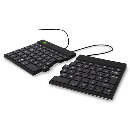 Image of R-Go Ergonomic keyboard, Split design, Natural Typing Keyboard for Carpal Tunnel, Keyboard in 2 parts, With Break software, Ultra Thin, QWERTY(UK) Layout, USB Wired, Black