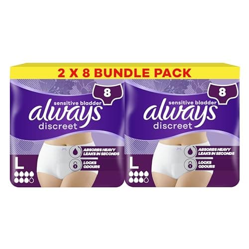 Image of Always Discreet Incontinence Pants Women Plus, L, 2x8 Pants, Locks Leaks & Odors, Comfortable & Barely Noticeable