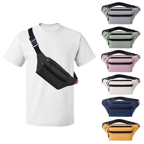 Image of Risipu Bum Bag for Men Women, Lightweight Water-Resistant Waist Packs with Adjustable Belt & 3 Zipper Pockets, Fashionable Fanny Pack for Travel, Running, Hiking, Cycling (Black)