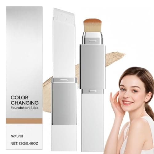 Image of 2-In-1 Color Changing Foundation Stick,White Stick Foundation With Brush Head,F-oundation S-tick Full Coverage,Waterproof&Lightweight,With Moisturizing Effect For Daily Use,Finish Base Makeup(Light)