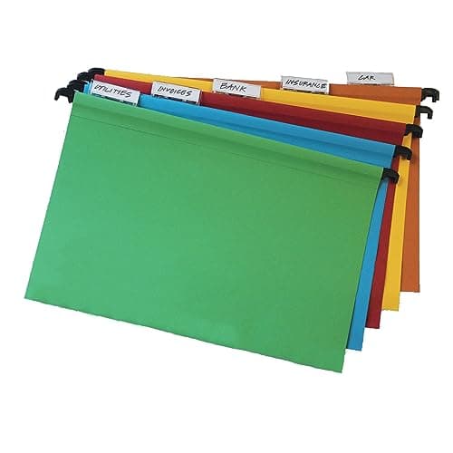 Image of Cathedral Products | A4 Assorted Colour Suspension Files with Clip on Index Tabs and Inserts - Pack of 10