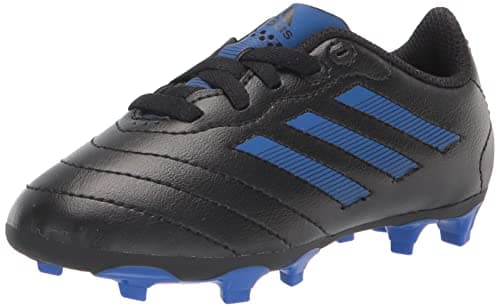 Image of adidas Goletto VIII Firm Ground Soccer Shoe, Core Black/Royal Blue/Core Black, 3.5 US Unisex Big Kid