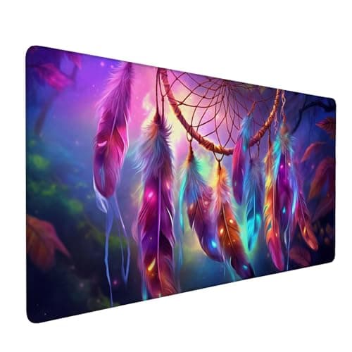 Image of Mouse Pad Pink Mouse Mat Dream Catcher Desk Mat, 1600x800x3mm Large Mousepad, Extended Waterproof & Durable Mousemat, Gaming Mouse Pad with Anti-Slip Base, Desk Accessories for Decor Men Gifts J1-868
