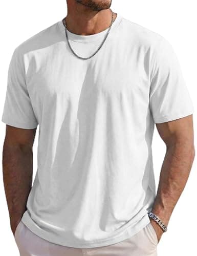 Image of TACVASEN Men's White T Shirts Cotton Soft Short Sleeve Tops UPF 50+ Quick Dry Sun Protection Sports Running Breathable T-Shirts White 2XL