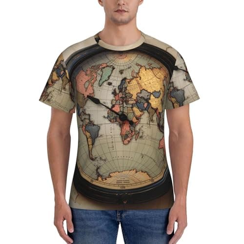 Image of Time Zone Map Men's T Shirt Mesh Quick-Drying Short-Sleeved Black