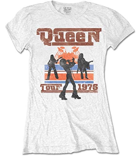Image of Queen '1976 Tour Silhouettes' (White) Womens Fitted T-Shirt (xx-Large)
