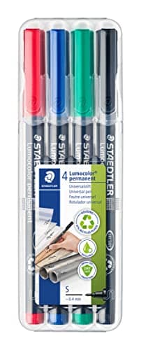 Image of STAEDTLER 313 WP4 Lumocolor Permanent Pen, Superfine Line Width, 0.4mm - Assorted Colours (Pack of 4)