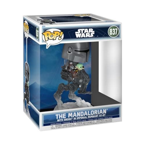 Image of Funko POP! Rides Deluxe: Star Wars - The Mandalorian and Grogu - The Mandalorian with Grogu in Imperial Remnant AT-RT - Collectable Vinyl Figure - Gift Idea - Official Merchandise