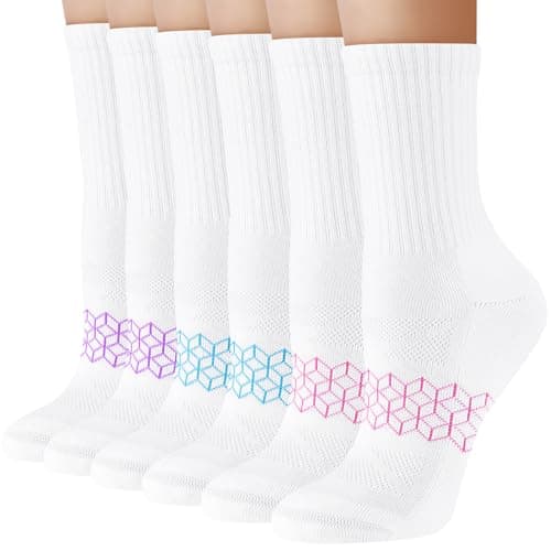 Image of Cirorld Womens Socks, Breathable Cushioned Walking Socks, Ladies Anti-Blister Crew Sock for Sports Hiking Running Outdoor Work Trainer 3 Pairs 6-8 Multicolor