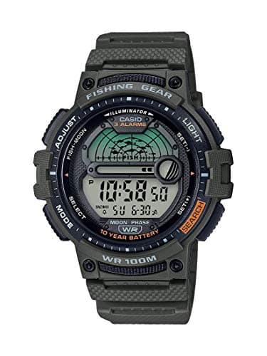 Image of Casio Men's Fishing Timer Quartz Watch with Resin Strap, Green, 24.1 (Model: WS-1200H-3AVCF), Green, Adult, Casual, Retro