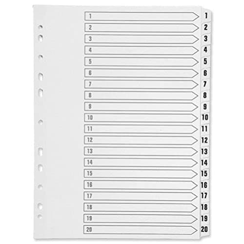 Image of Q-Connect 1-20 Index Multi-Punched Reinforced Board Clear Tab A4 White KF01531