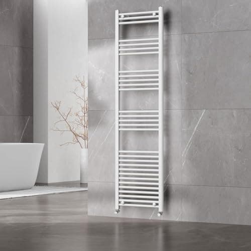 Image of Go Bathrooms Nola Bathroom Towel Rail Heated Bathroom Radiator Wall Mounted Ladder Rail White - 1800mm x 500mm