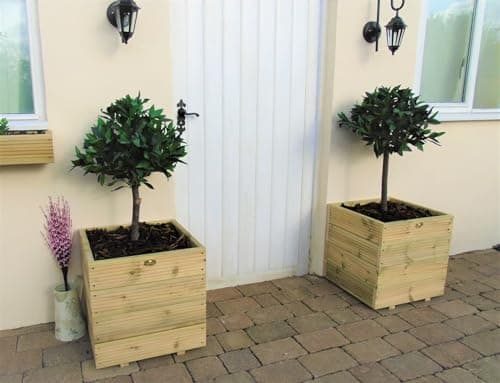 Image of Wood-Shed Ltd Square Wooden Treated Decking Planters Pots Various Sizes - Window Box (50 x 50 cm - 4 Layers)
