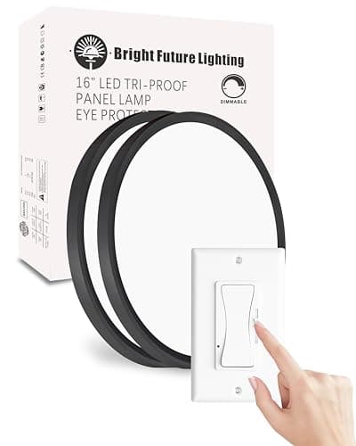 Image of 2Pack 16 Inch Dimmable LED Flush Mount Ceiling Light Panel,32W 3480LM,3000K/4000K/6000K CCT Selectable,Ultra Thin Round Black Ceiling Light Fixture for Hallway Kitchen Bedroom Home Office Bathroom