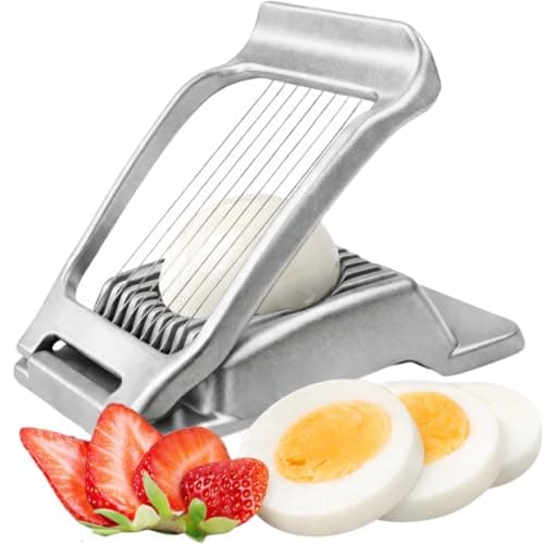 Image of IHS Heavy Duty Egg Slicer for Boiled Eggs - Good Grip Professional Large Egg Slicer with Sharp Stainless Steel Wires for Evenly Slicing (Silver)