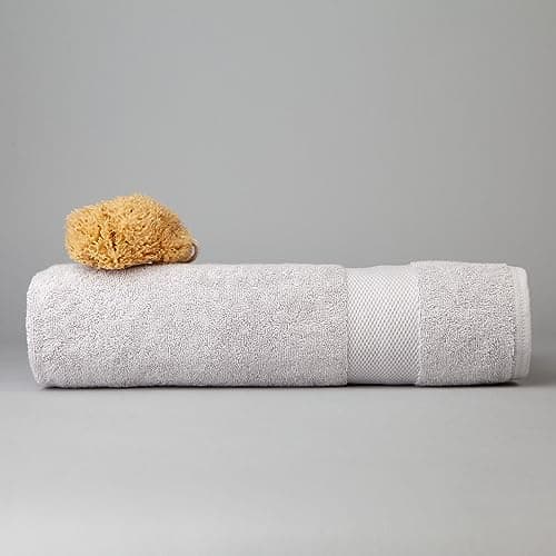 Image of DIP & DOZE Luxury 100% Organic Cotton Bath Towel | Spa Hotel Quality 600 gsm 70 x 140 cm | Soft, Absorbent and Quick Drying Towels - Light Grey