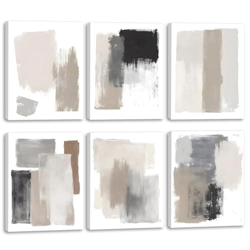 Image of TOARTi Abstract Wall Art Prints Framed,Black and White Canvas Wall Decor,Living Room Canvas Poster,Artwork Set of 6 pcs(8x10inch) Minimalist Neutral Printing for Bedroom Office