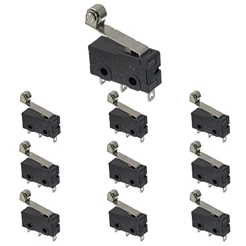 Image of BOJACK KW4A(S) Micro Switch 5A 250V AC SPDT 1NO 1NC Limit Switch with Momentary Hinge Roller Lever Arm 3 Pins (Pack of 10 Pcs)