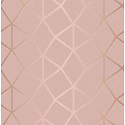 Image of Fine Décor FD42561 Platinum Geo Trellis Blush Wallpaper,Rose Gold