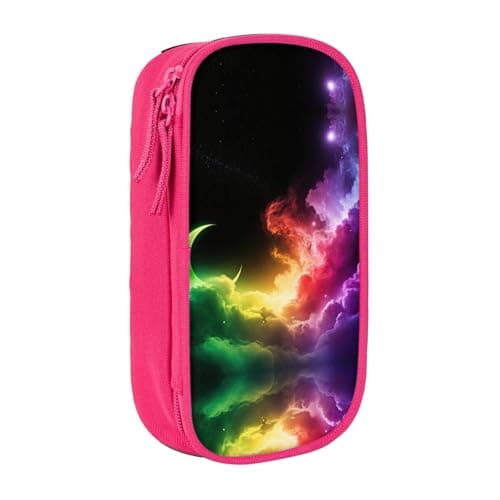 Image of ZANVPG Galaxy Sky Moon Pencase Large Capacity Double-Layer Pencil Case Zipper Stationery Bag