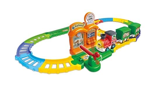 Image of VTech Toot-Toot Drivers Chug & Learn Train Set, Interactive Toy Train Playset, Vehicle Track for Kids with Fun Lights & Sounds, For Ages 12 months, 2, 3, 4+ Years, English Version