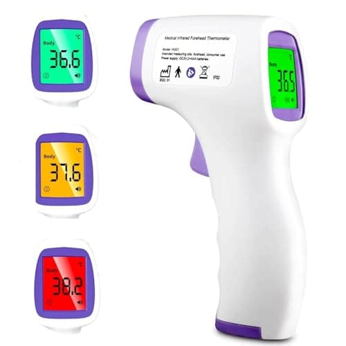 Image of Non-Contact Infrared Forehead Thermometer for Adults and Kids | Digital Thermometer with Fever Alarm & 32 Memory Sets | Accurate Temperature Measurement for Family Use