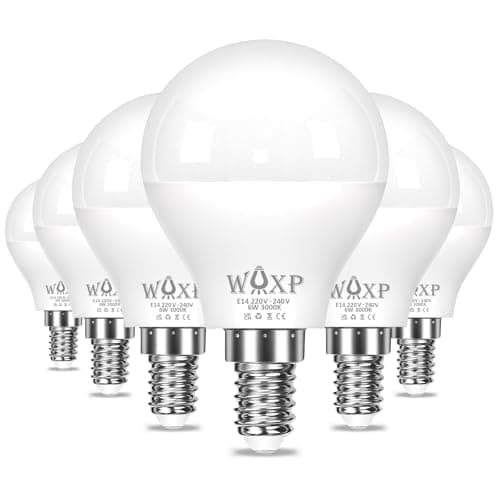 Image of E14 Small Screw Light LED Bulb Warm White 60W Equivalent, 760 Lumen 6W SES Golf Ball Bulbs for Lamps, 3000K Small Edison Screw P45 LED Lightbulb, 220-240V, Non-Dimmable, Pack of 6