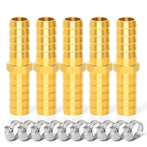 Image of TAILONZ PNEUMATIC Union 16mm Barbed x 16mm Barbed Splicer Brass Hose Barb Fittings Mender Joiner(Pack of 5)