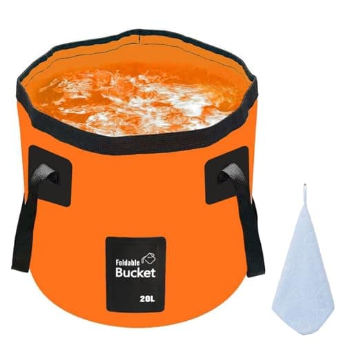 Image of 12L 20L Folding Water Bucket, Outdoor Sports Lightweight Portable Collapsible Bucket for Camping Traveling Picnic Hiking Fishing Boating Gardening Car Washing (20L, Orange)