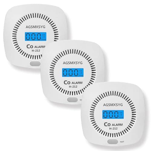 Image of 3 Packs Carbon Monoxide Detector - AGSMXSYG Carbon Monoxide Alarms Battery Powered with Digital Display, CO Detectors Alarms Monitor for Home,RV & Kitchen
