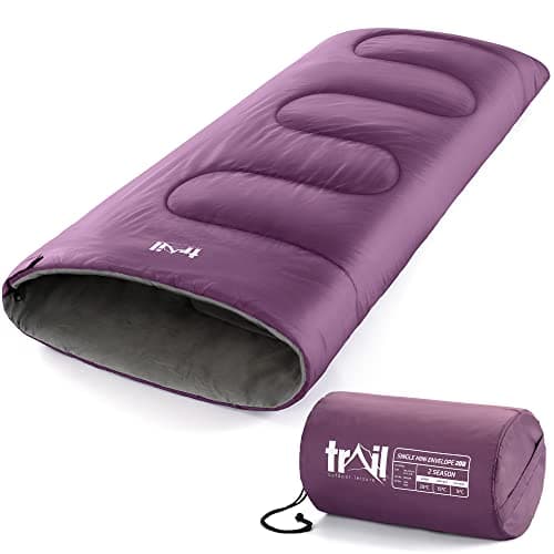 Image of Trail Kids Sleeping Bag, Mini Envelope 200gsm, 2 Season Summer Spring Autumn, Boys, Girls, Outdoor Camping, Lightweight Compression Carry Bag, 160cm x 65cm