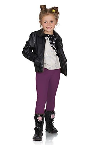 Image of FUTURO FASHION Girls Children Full Length Plain Cotton Leggings Cycling Casual Wear Infant Trousers Leggings Solid Tights Pants for Kids 6 Years Plum Child