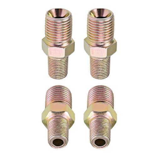 Image of DTGN 1/8 NPT x 1/4 BSP Male Reducing Pipe Fitting - 4Pack - Good for Pipe Connection - Carbon Steel Hex Nipple Connectors - Copper
