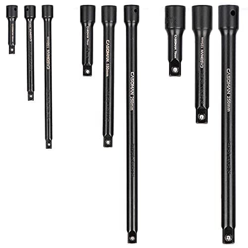 Image of CASOMAN 9 Pieces Extension Bar Set, 1/4", 3/8" and 1/2" Drive Socket Extension, Premium Chrome Vanadium Steel with Black Phosphate Finish