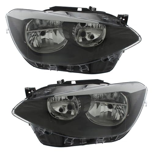 Image of XYZ Parts Replacement Headlight Assembly Electric Black Inner Halogen Compatible With BMW 1 Series F20 5 Door Hatchback 2012-2015 For UK 1 Pair Drivers Side Right Hand & Passengers Side Left Hand