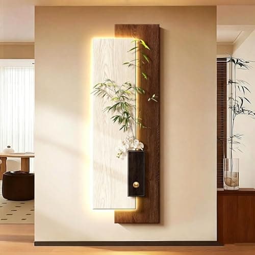 Image of VOLDAX 3D Wall Art with Warm LED Light Plug-in Power Supply Wall Sculptures Home Decor, Decorative Wall Mounted Lamp for Hotel Lobby Living Room(Brown A,40 * 120CM/15.7 * 47.2in)