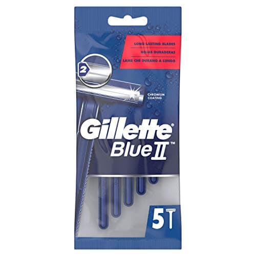 Image of Gillette BlueII Men's Disposable Razors x 5, 2-Blades Razor, Fixed Head