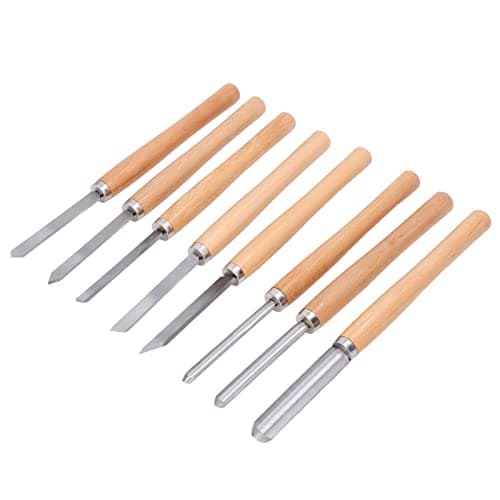 Image of Jeanoko 8pcs HSS Turning Chisel Set , Wood Turning Chisel Set with Wooden Presentation Box , 65 Manganese Steel and Beech Long Service Life , for Hard and Soft Woods , Walnut