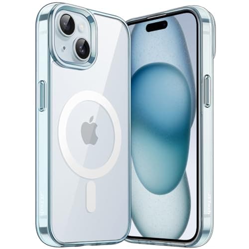 Image of JETech Magnetic Case for iPhone 15 6.1-Inch Compatible with MagSafe Wireless Charging, Shockproof Phone Bumper Cover, Anti-Scratch Clear Back (Blue)