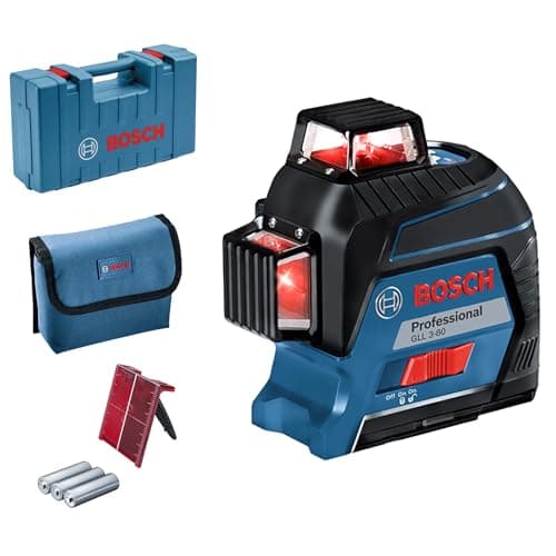 Image of Bosch Professional Laser Level GLL 3-80 (red Laser, Interior, Working Range: up to 30m, 4X Battery, AA, in Carrying case)