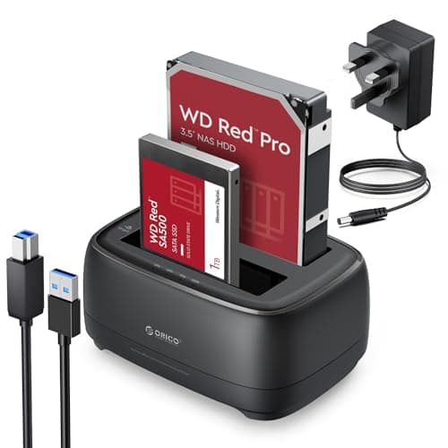 Image of ORICO Dual Bay External Hard Drive Docking Station with Duplicator/Offline Clone 3.5 Docking Station for 2.5/3.5inch SSD/HDD Tool-Free USB 3.0 to SATA Support UASP Max Up to 44TB-DD28U3-C