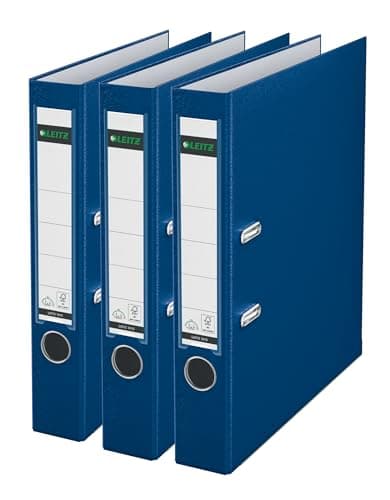Image of Leitz Lever Arch File, Blue, A4, 50 mm spine, Pack 3, Plastic, 310345135