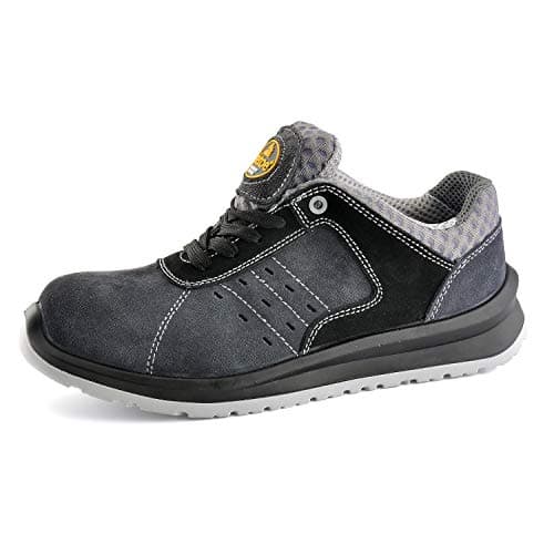 Image of SAFETOE Comfort Wide Fit Safety Shoes - 7331 Man Light Weight Safety Trainers with Composite Plastic Toe Cap, Metal Free Women Size Work Shoes Boots with Breathable Leather Gray 8 UK